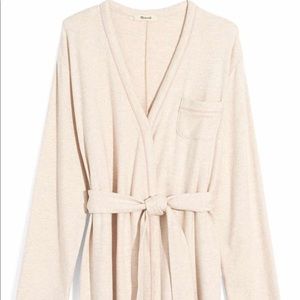 Madewell Oatmeal Heather Robe with Lavender Trim